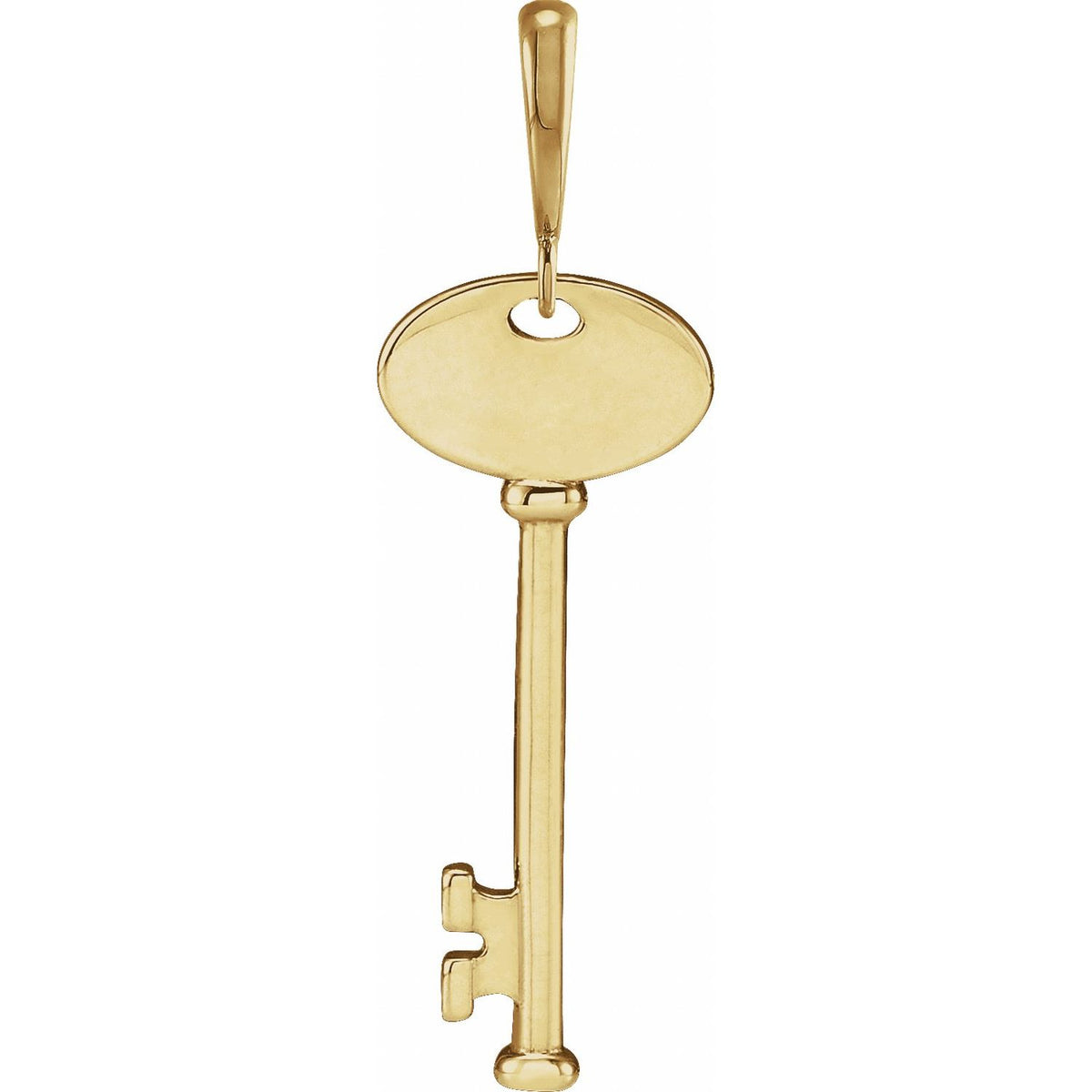 14K Yellow Gold Engravable Key Pendant, 28.25 x 8.6 mm