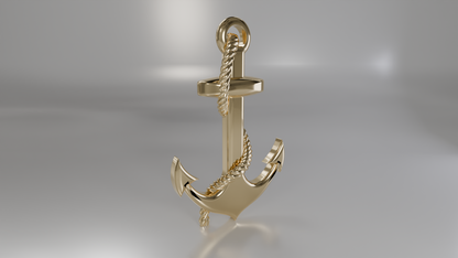Nautical Anchor Pendant with Rope