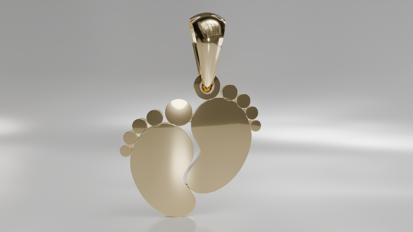 Gold Polished Baby Feet Pendant