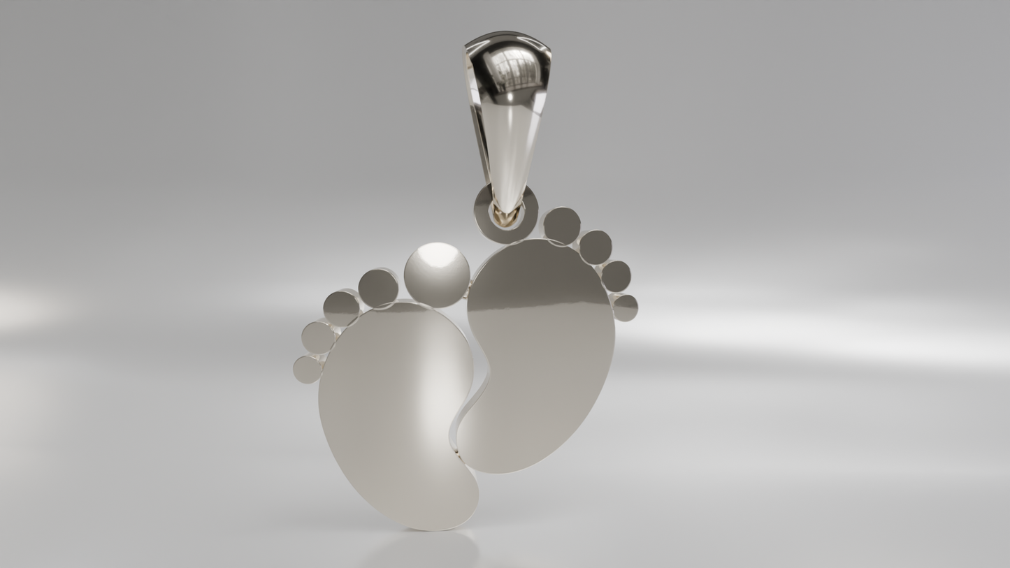 Gold Polished Baby Feet Pendant