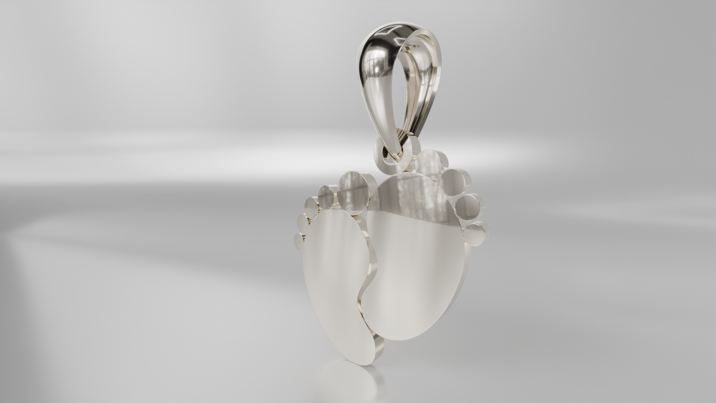 Gold Polished Baby Feet Pendant