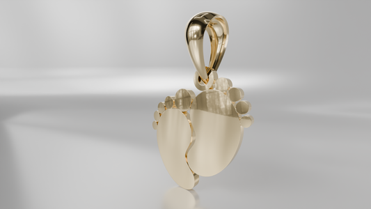 Gold Polished Baby Feet Pendant