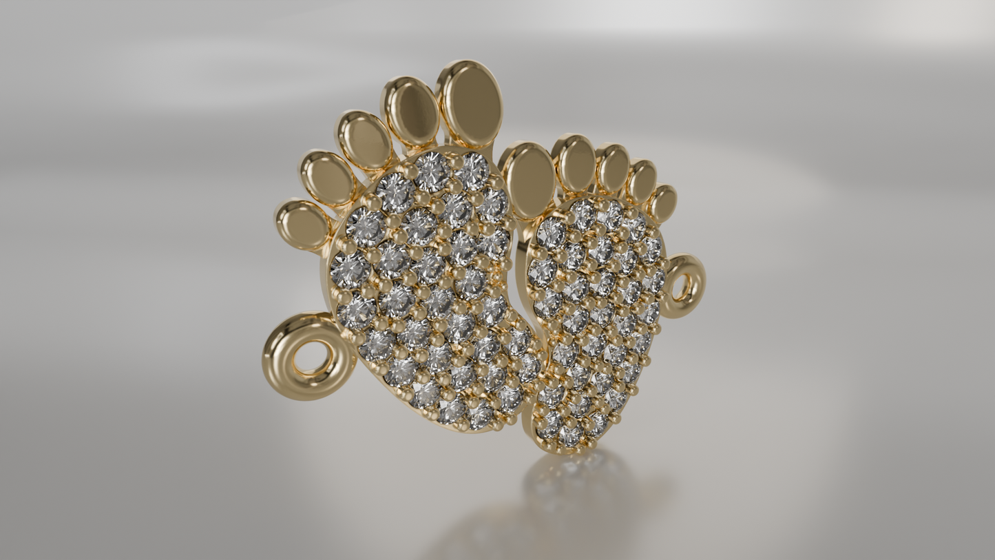 Diamond-Accented Baby Feet Pendant
