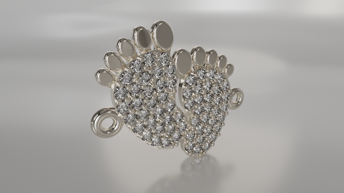 Diamond-Accented Baby Feet Pendant