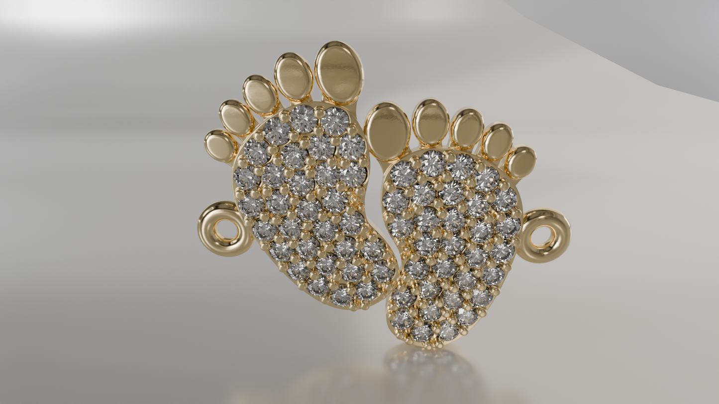 Diamond-Accented Baby Feet Pendant