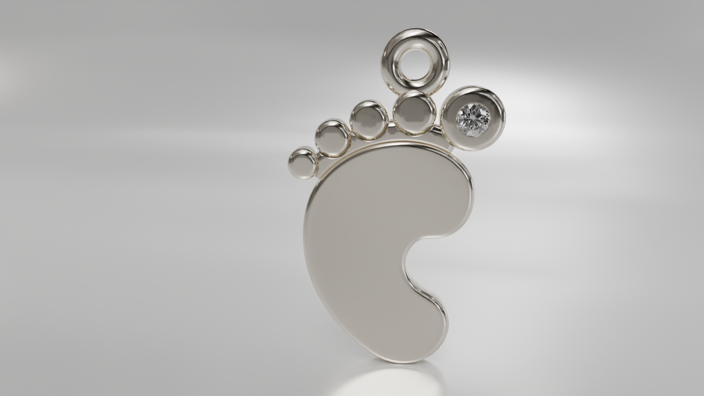 Baby Footprint Gold Pendant with Diamond Toe
