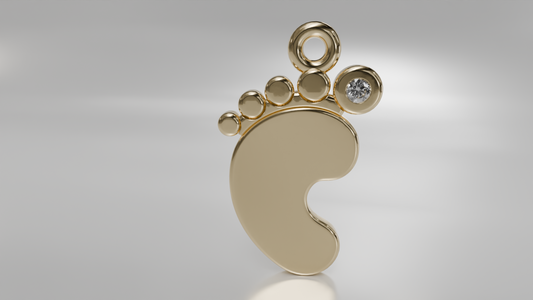 Baby Footprint Gold Pendant with Diamond Toe