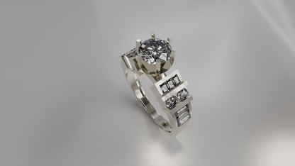 Modern Geometric Diamond Engagement Ring
