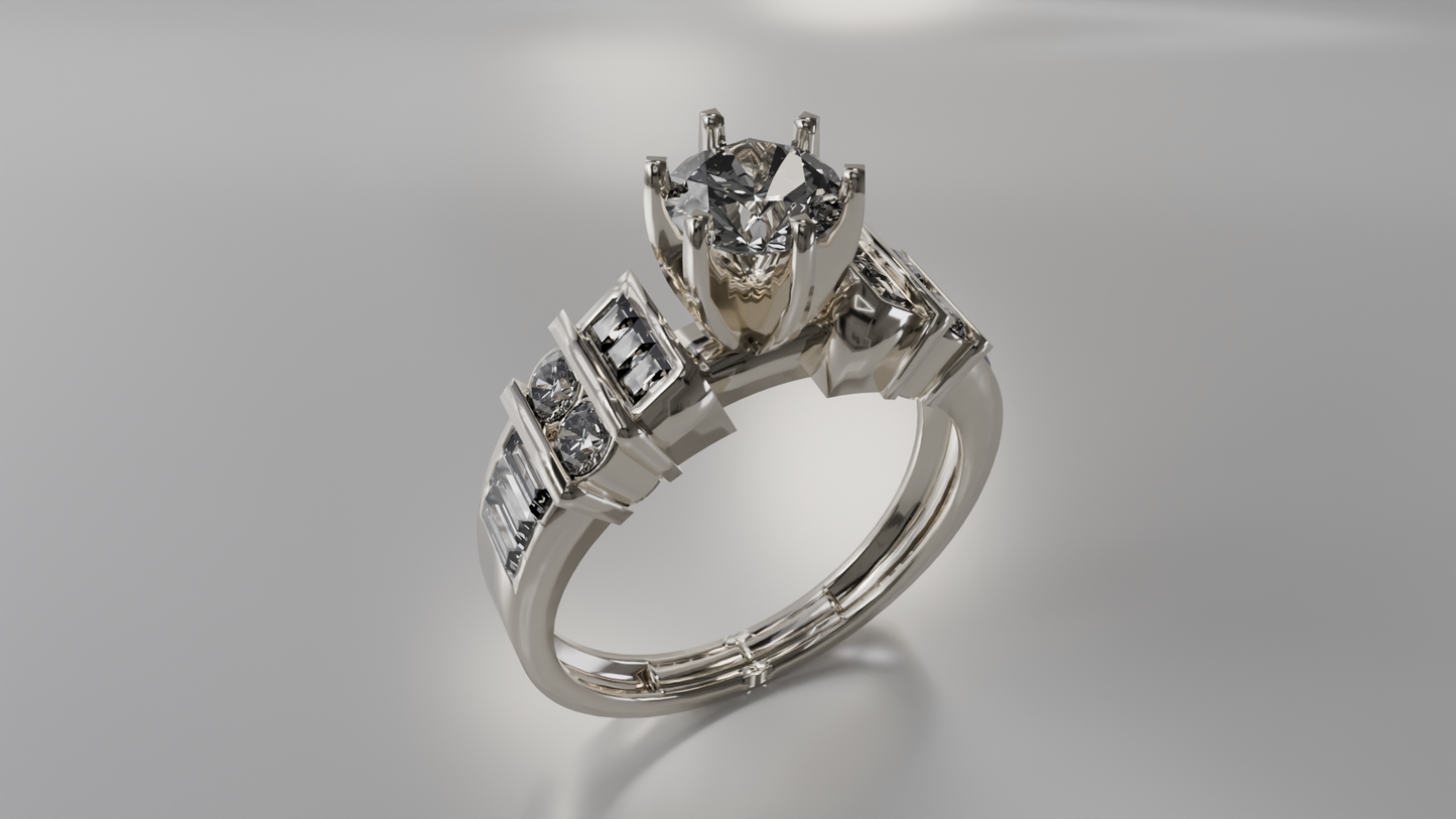 Modern Geometric Diamond Engagement Ring
