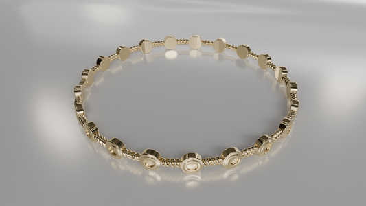 Bezel Set Station Bracelet with Rope