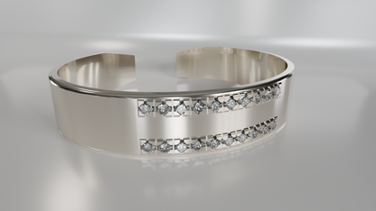 Diamond-Accented Open Cuff Bangle