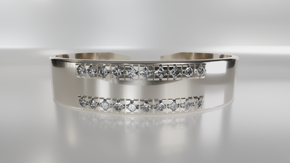 Diamond-Accented Open Cuff Bangle