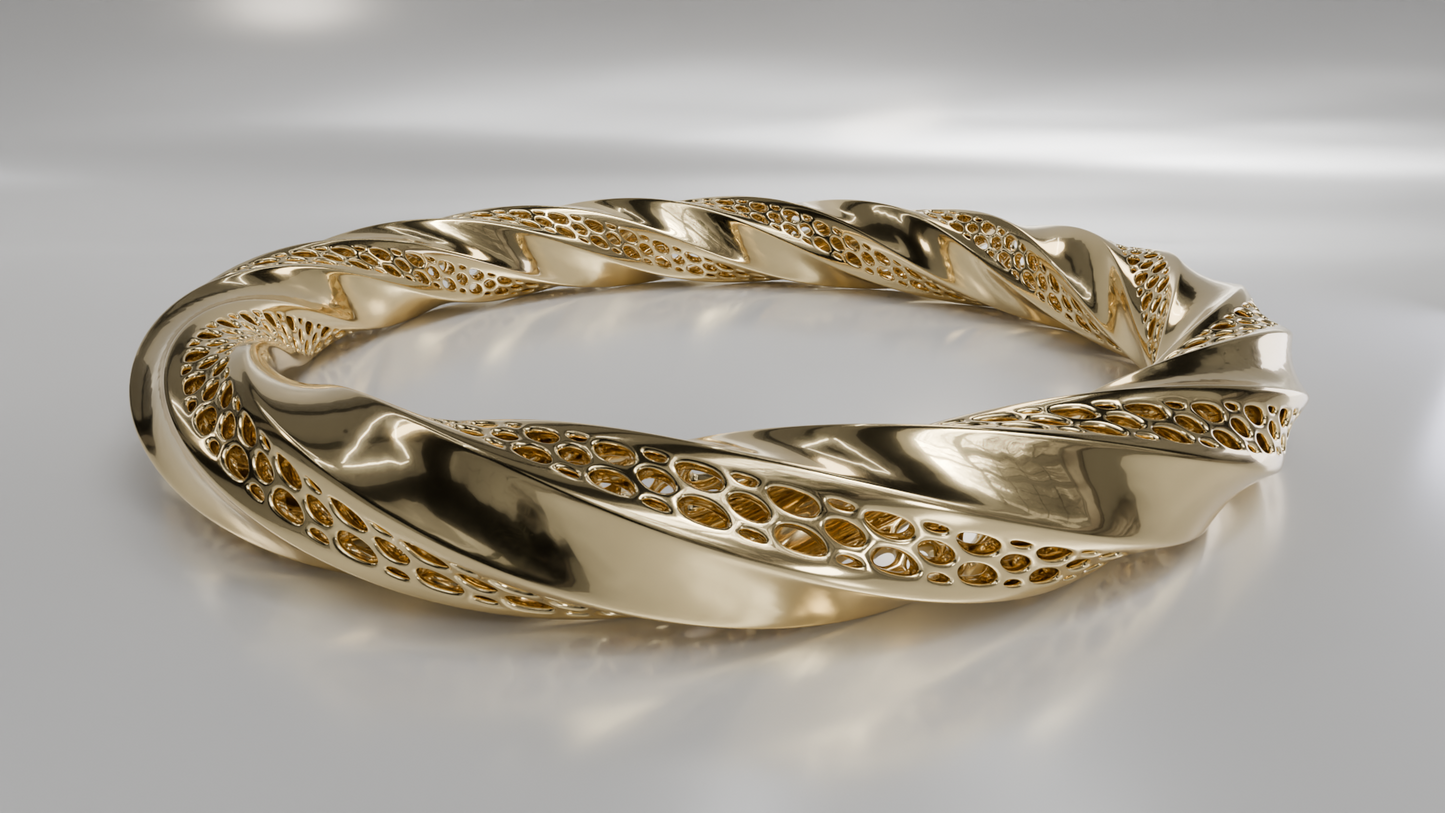 Twisted Rope and Honeycomb Bangle Bracelet