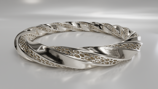 Twisted Rope and Honeycomb Bangle Bracelet