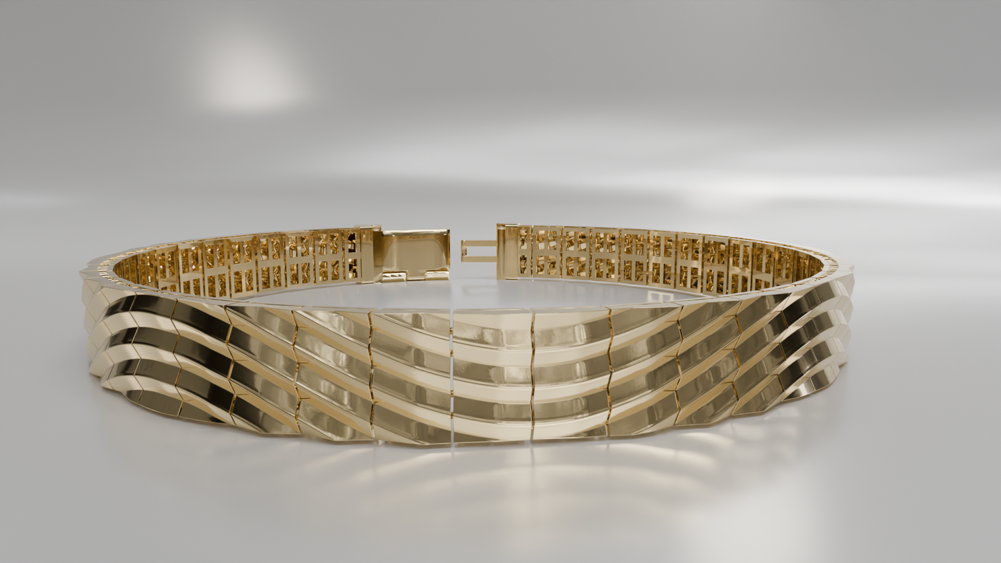 Sculptural Wave Link Bracelet