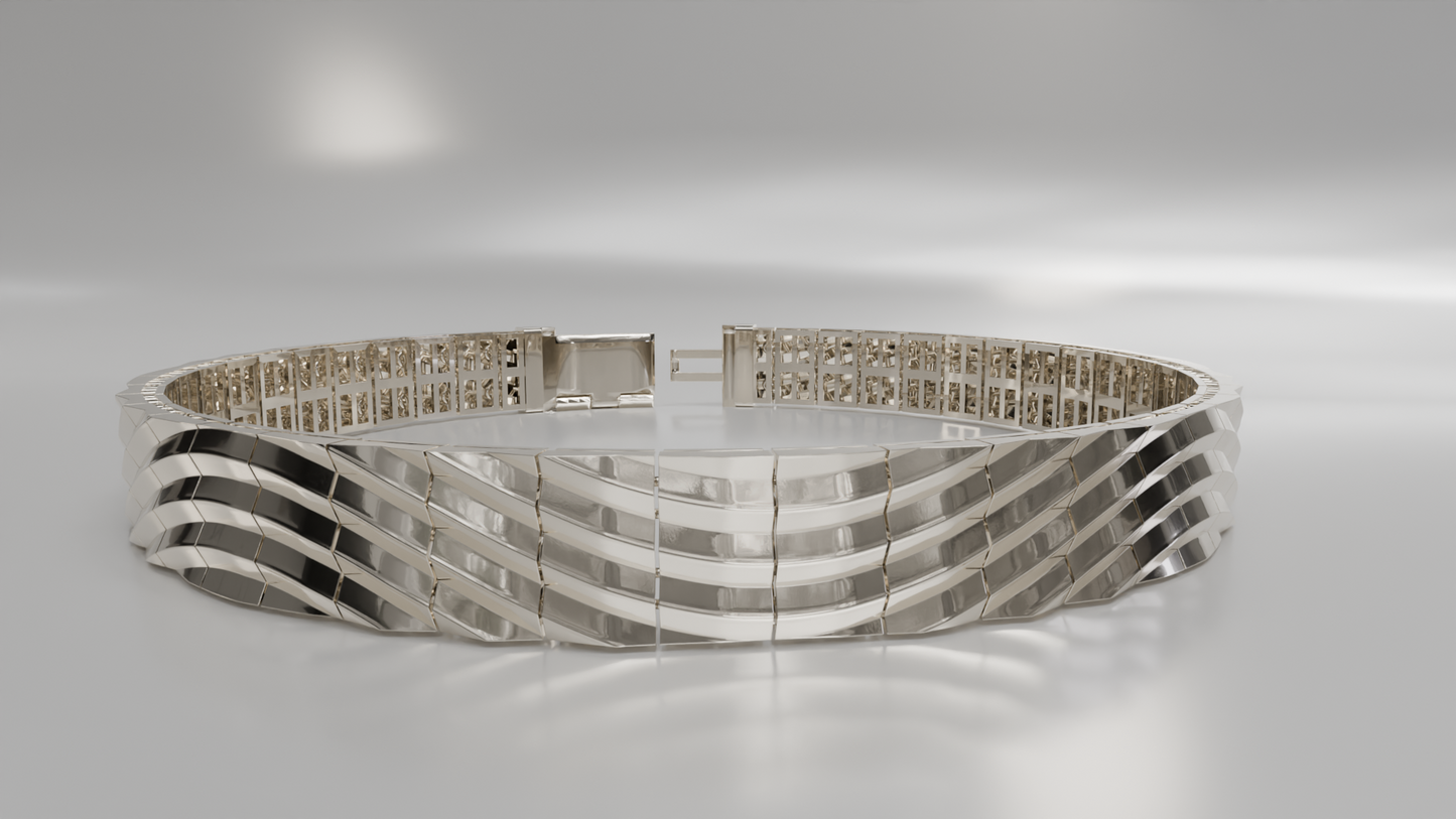 Sculptural Wave Link Bracelet