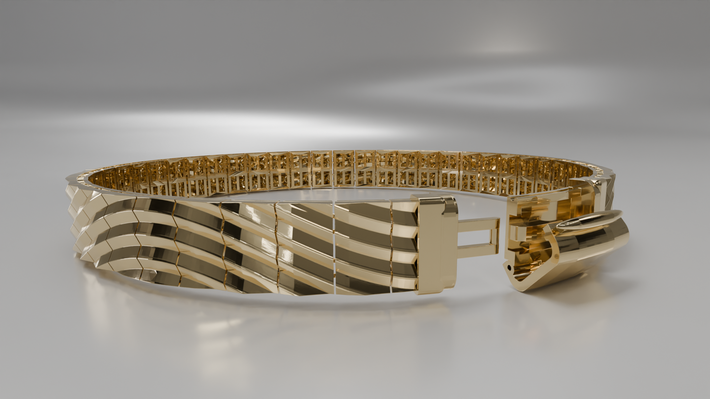 Sculptural Wave Link Bracelet