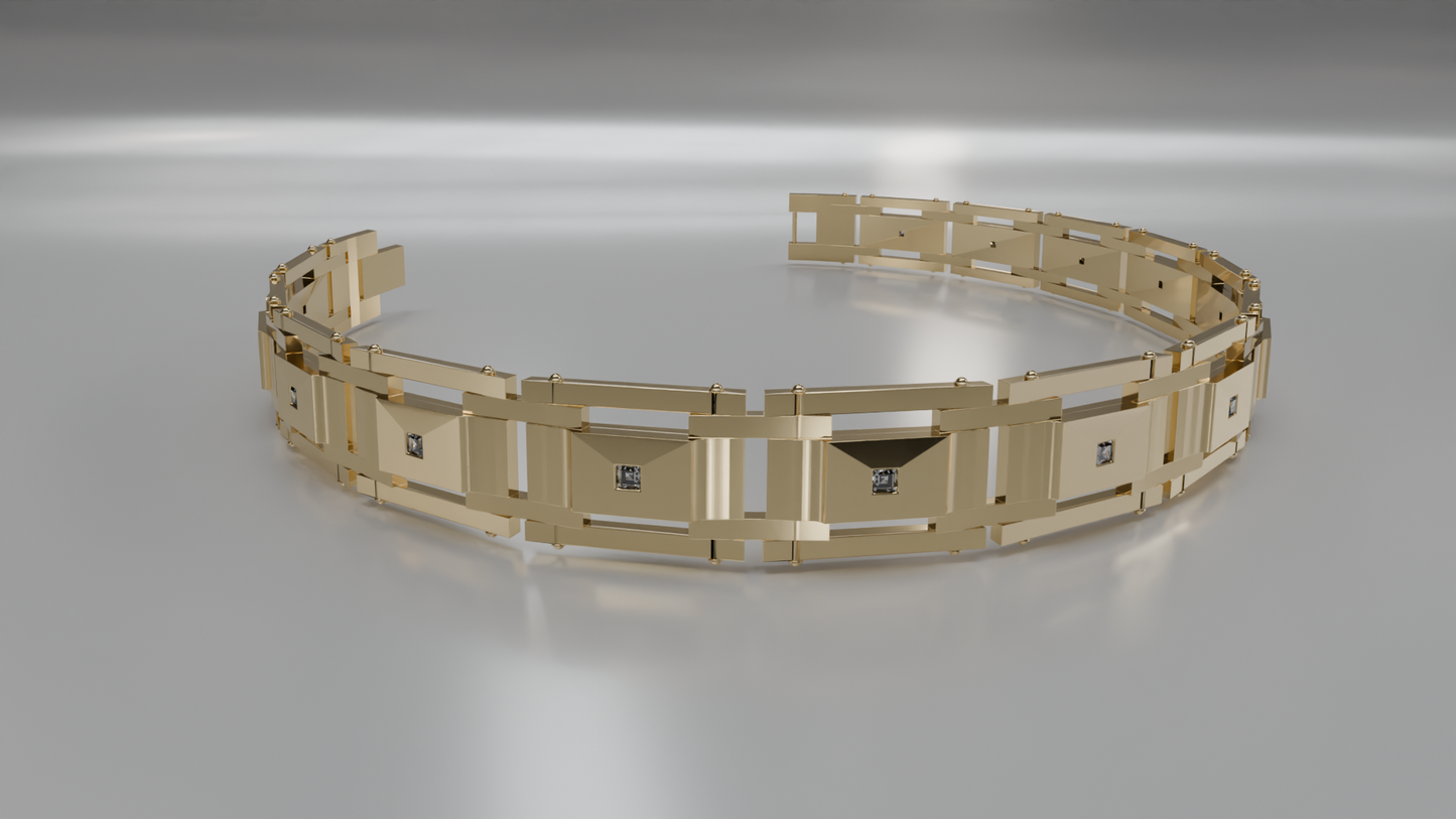 Imperial Vanguard: Men's Gold & Diamond Link Bracelet