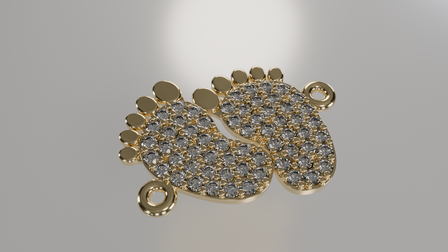 Diamond-Accented Baby Feet Pendant