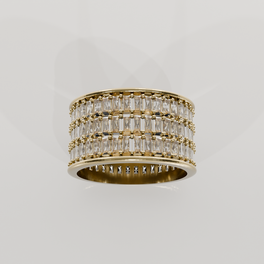 Baguette & Round Diamond Statement Band — 1.45 ct · 14K Gold, yellow hero