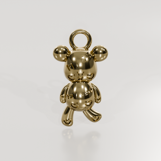 14K Gold Teddy Bear Pendant — Cuddly Keepsake Charm, yellow front