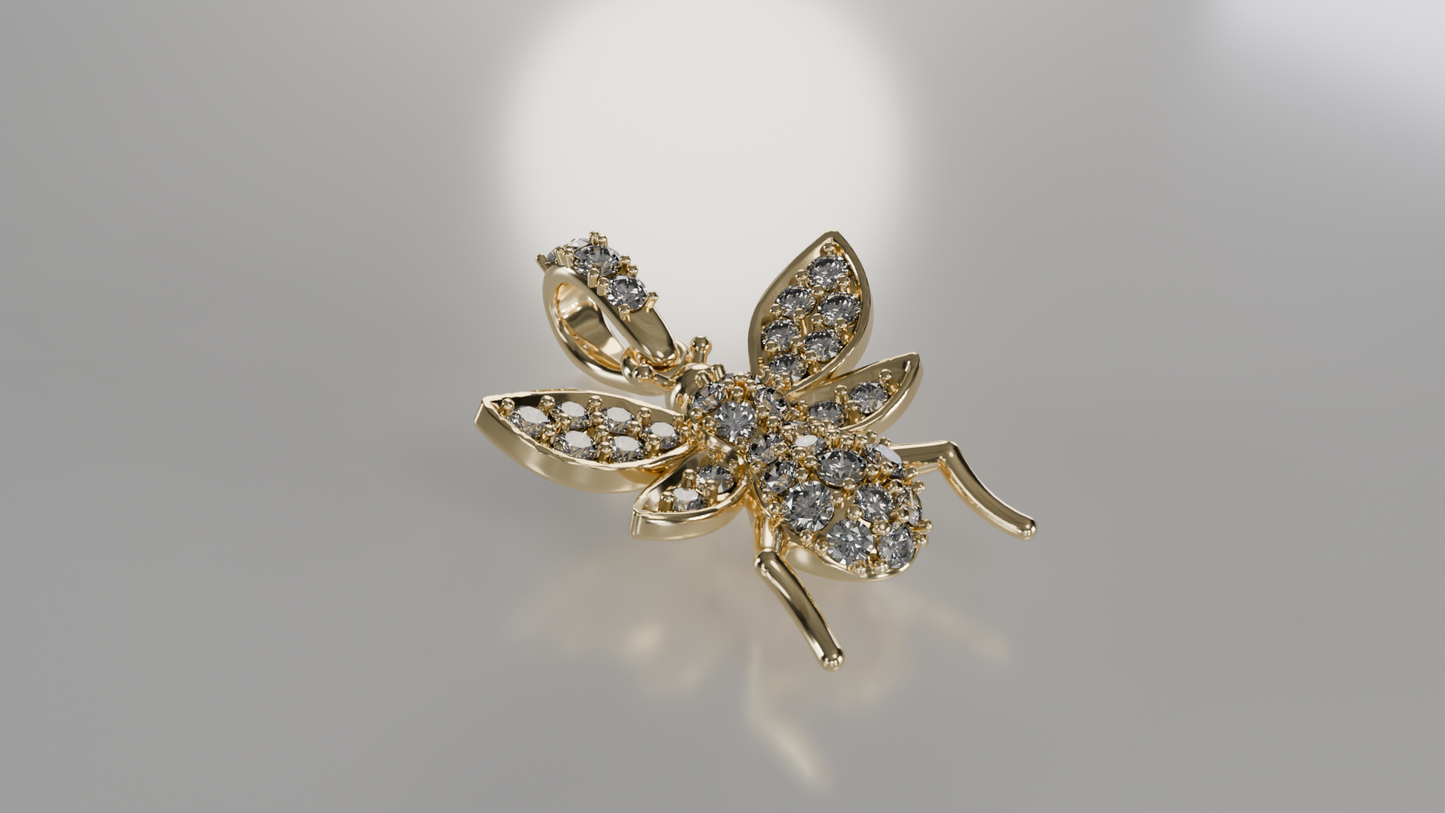 Diamond Pave Honey Bee Pendant