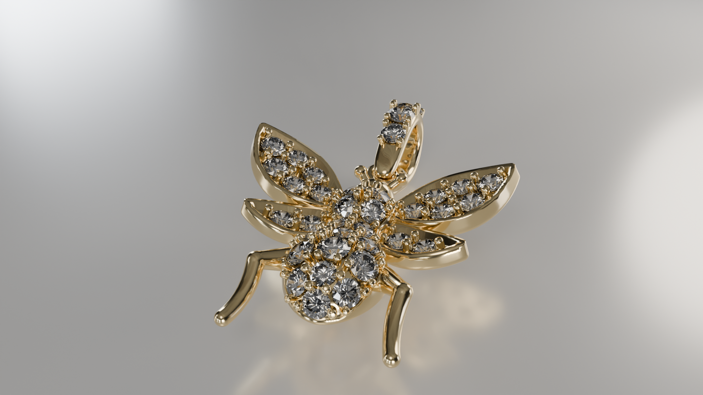 Diamond Pave Honey Bee Pendant