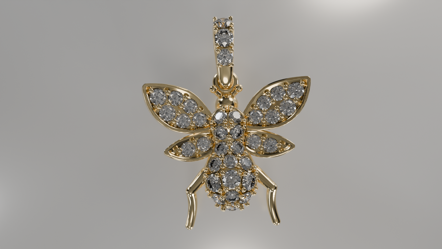 Diamond Pave Honey Bee Pendant