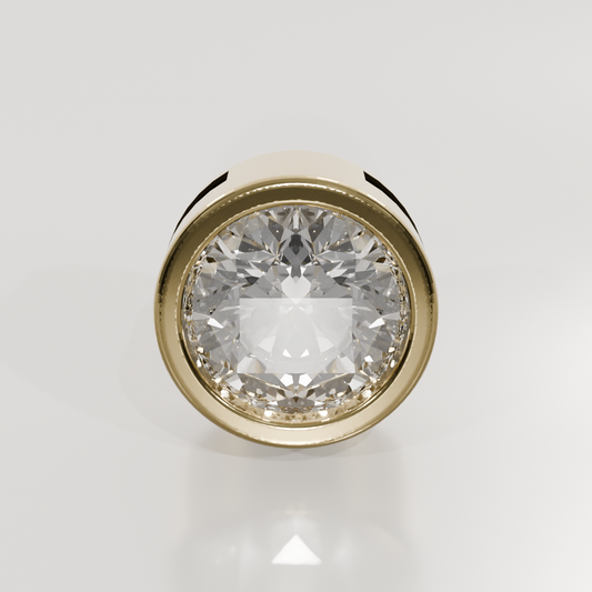 Bezel-Set Round Diamond Solitaire Pendant - 3.31 ct - 14K Gold, yellow front