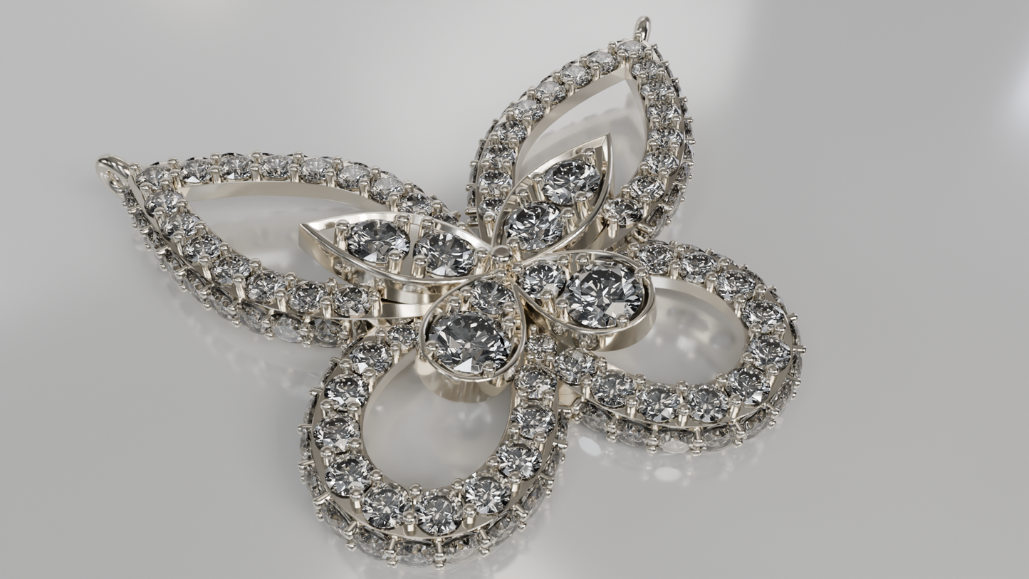 Diamond Butterfly Pendant Necklace