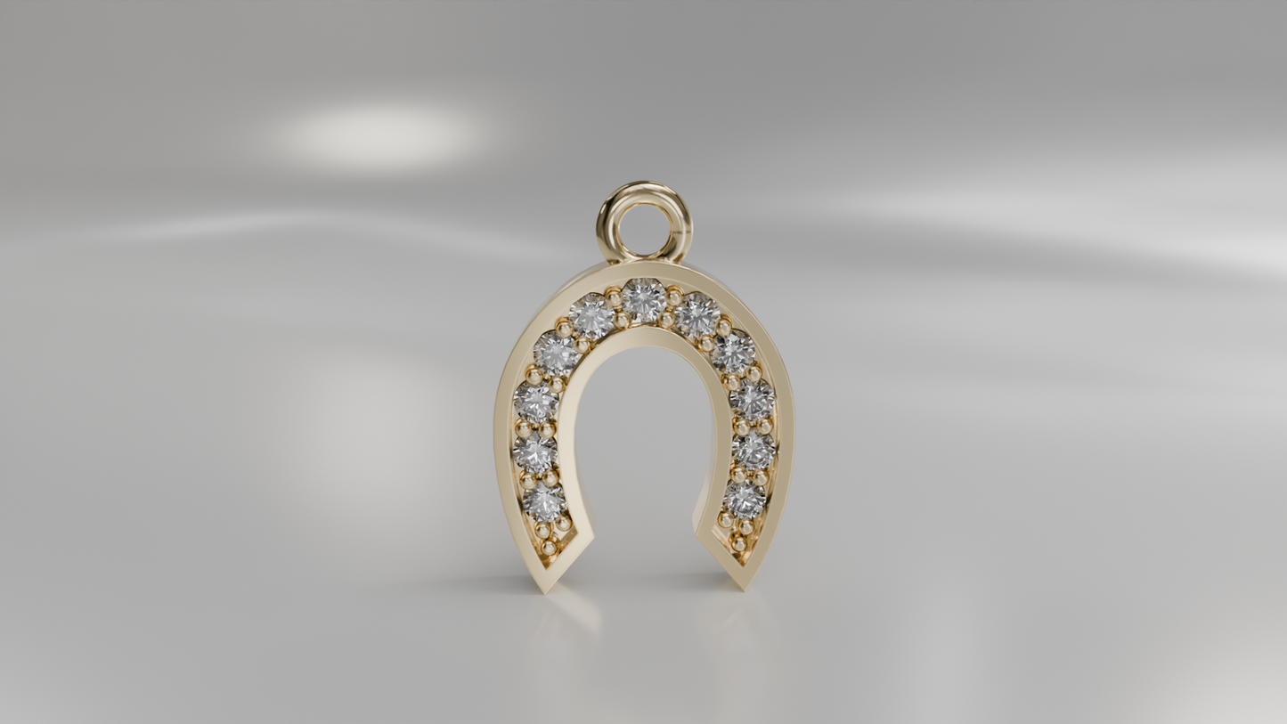 Diamond Horseshoe Charm