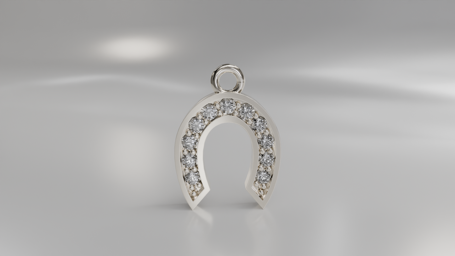 Diamond Horseshoe Charm