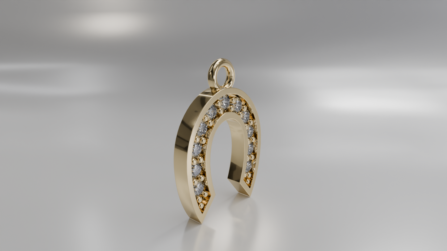 Diamond Horseshoe Charm