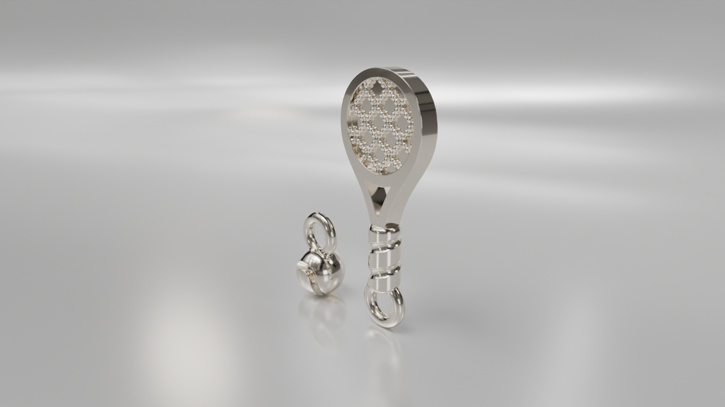 Tennis Ball and Racket Charm Set