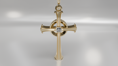 Ornate Cross Pendant with Diamond Accent