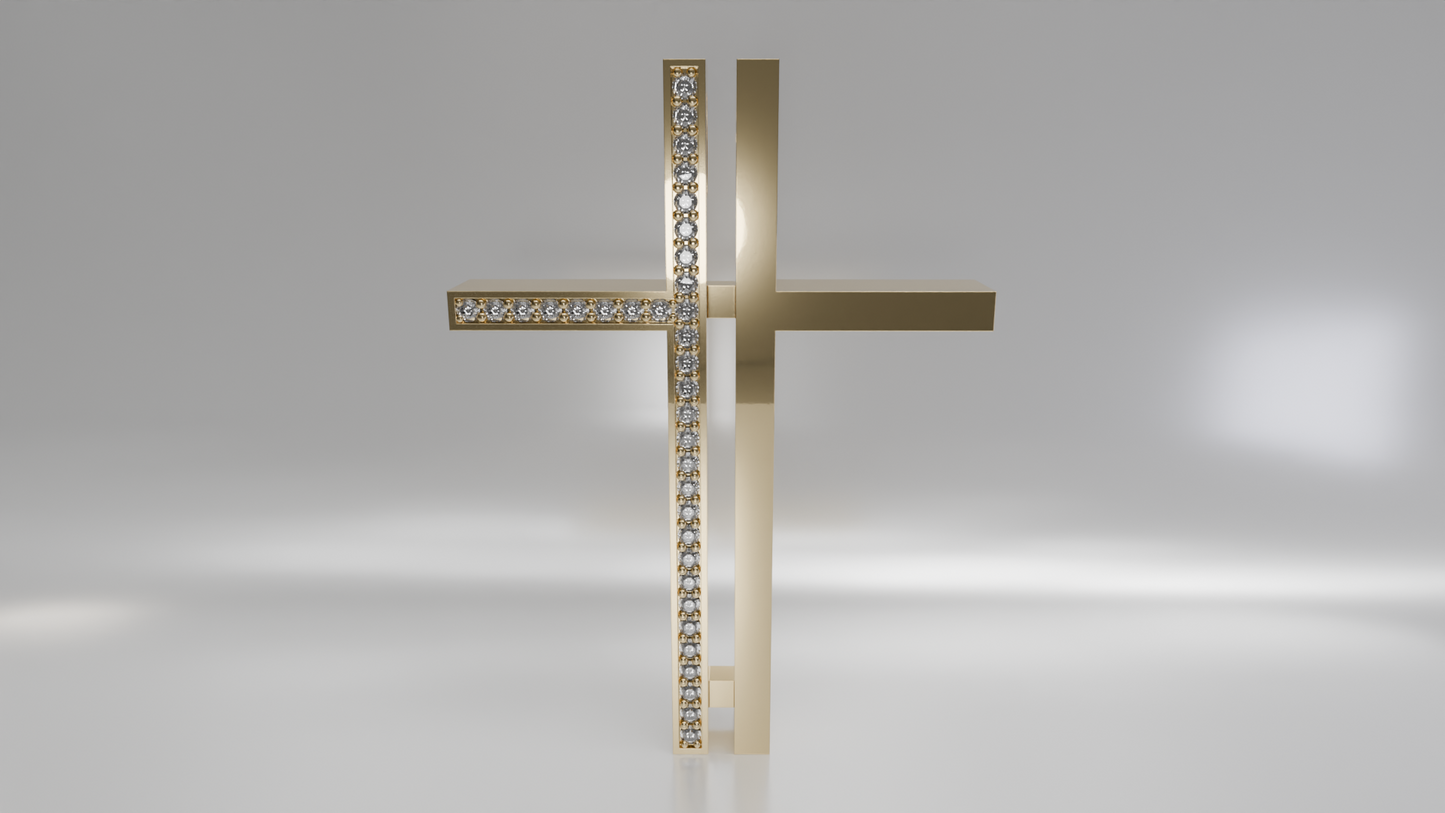 Diamond Accent Modern Cross Pendant