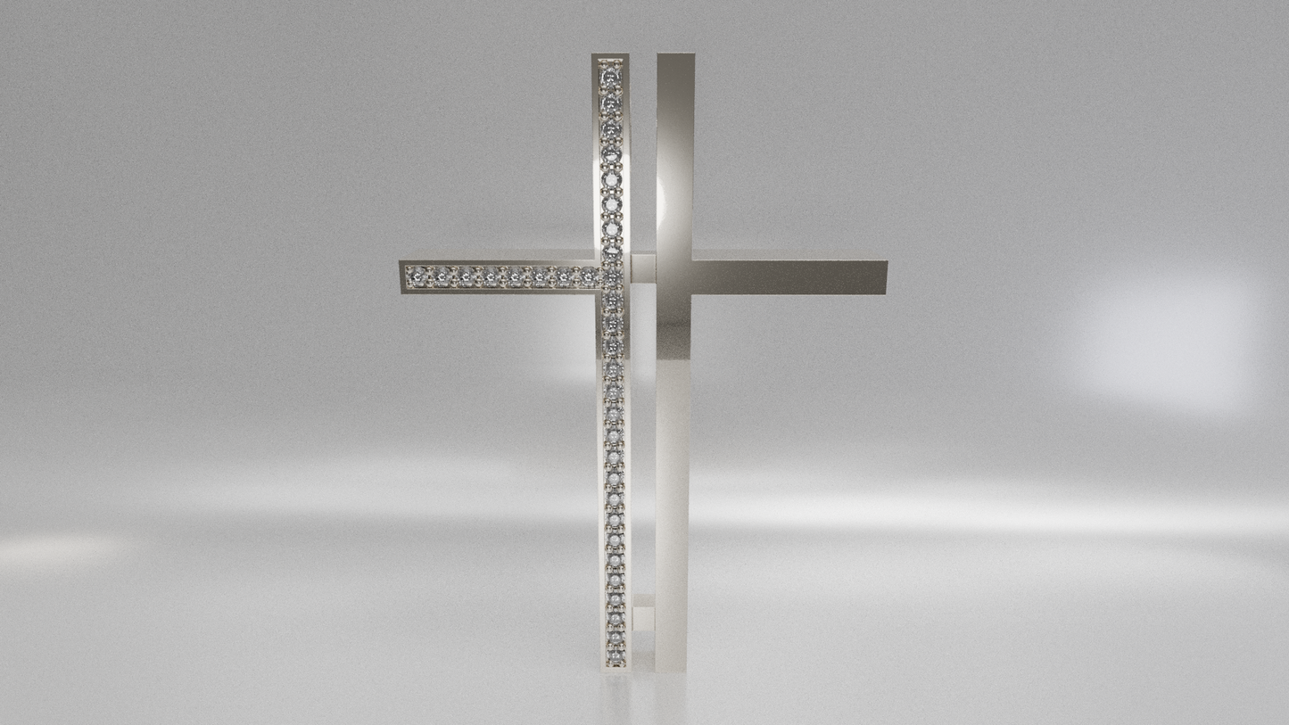 Diamond Accent Modern Cross Pendant