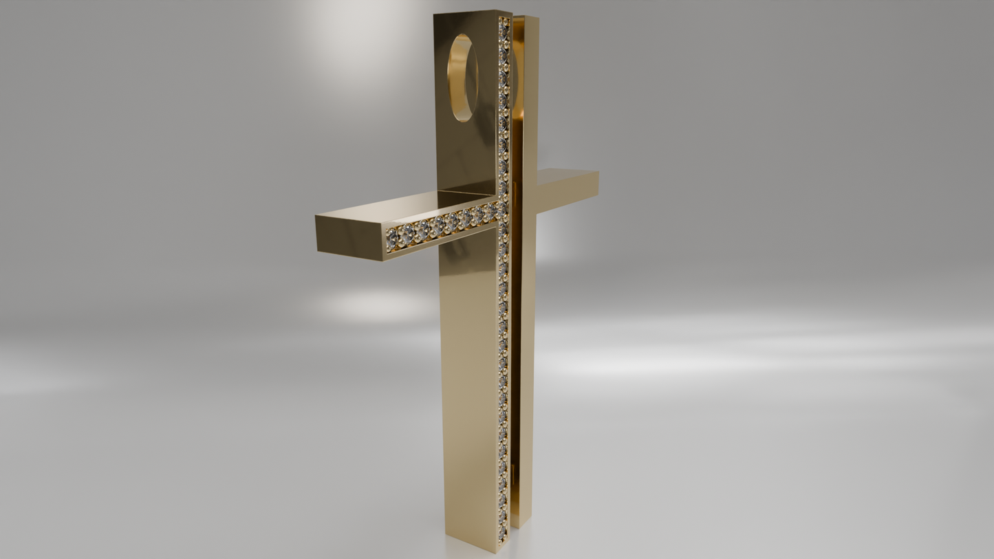 Diamond Accent Modern Cross Pendant