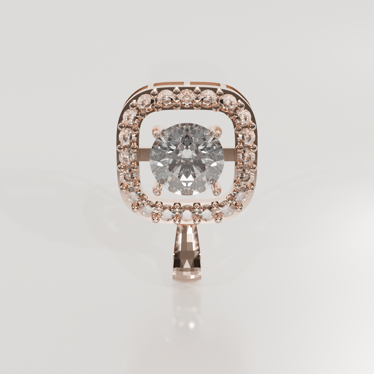 Cushion Halo Diamond Pendant - 2.34 ct - 14K Gold, rose front