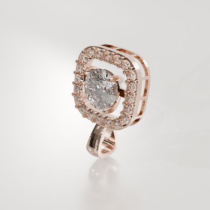 Cushion Halo Diamond Pendant - 2.34 ct - 14K Gold, rose right