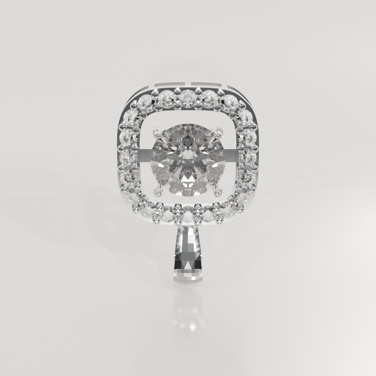 Cushion Halo Diamond Pendant - 2.34 ct - 14K Gold, white front