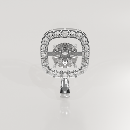Cushion Halo Diamond Pendant - 2.34 ct - 14K Gold, white front
