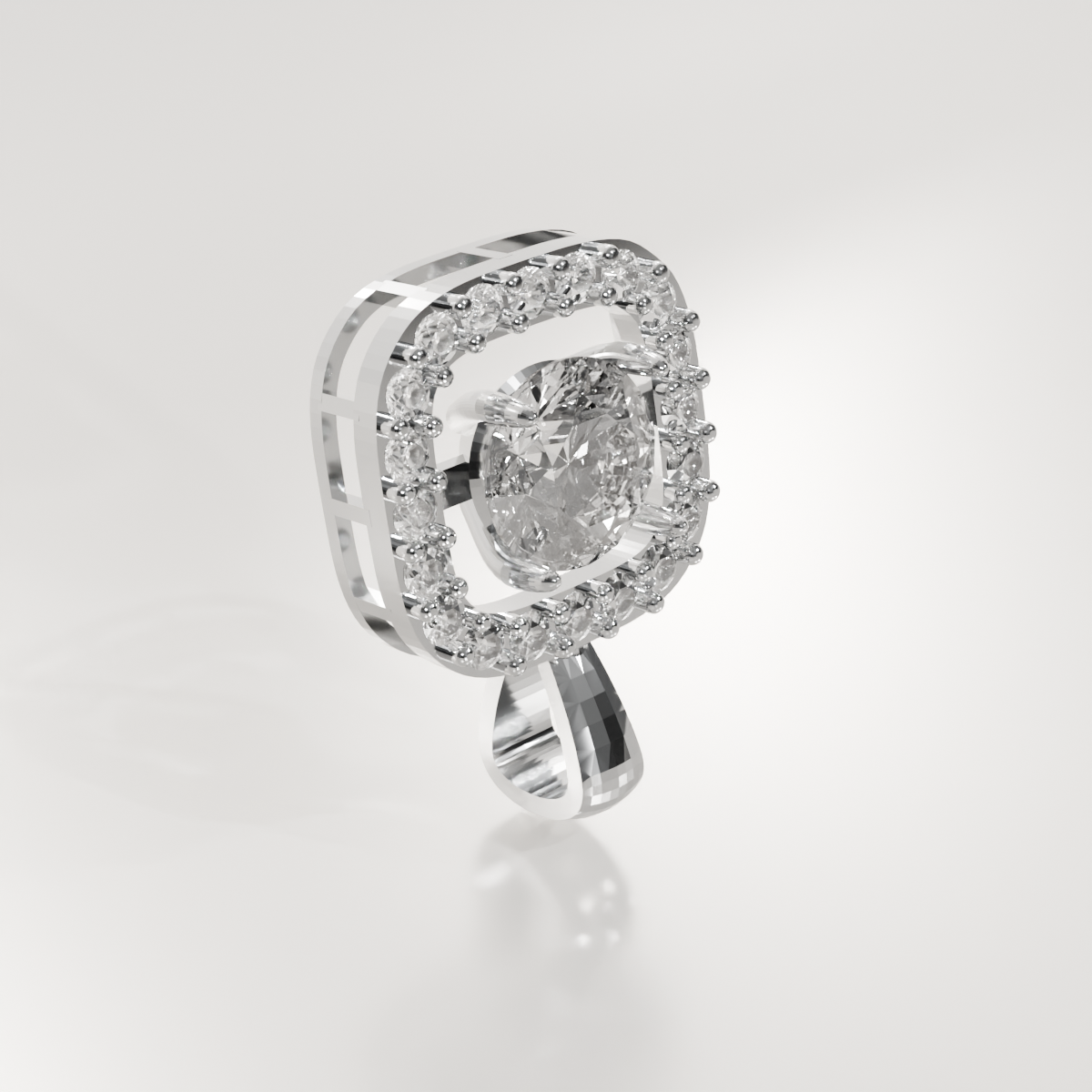 Cushion Halo Diamond Pendant - 2.34 ct - 14K Gold, white left