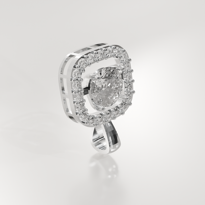 Cushion Halo Diamond Pendant - 2.34 ct - 14K Gold, white left