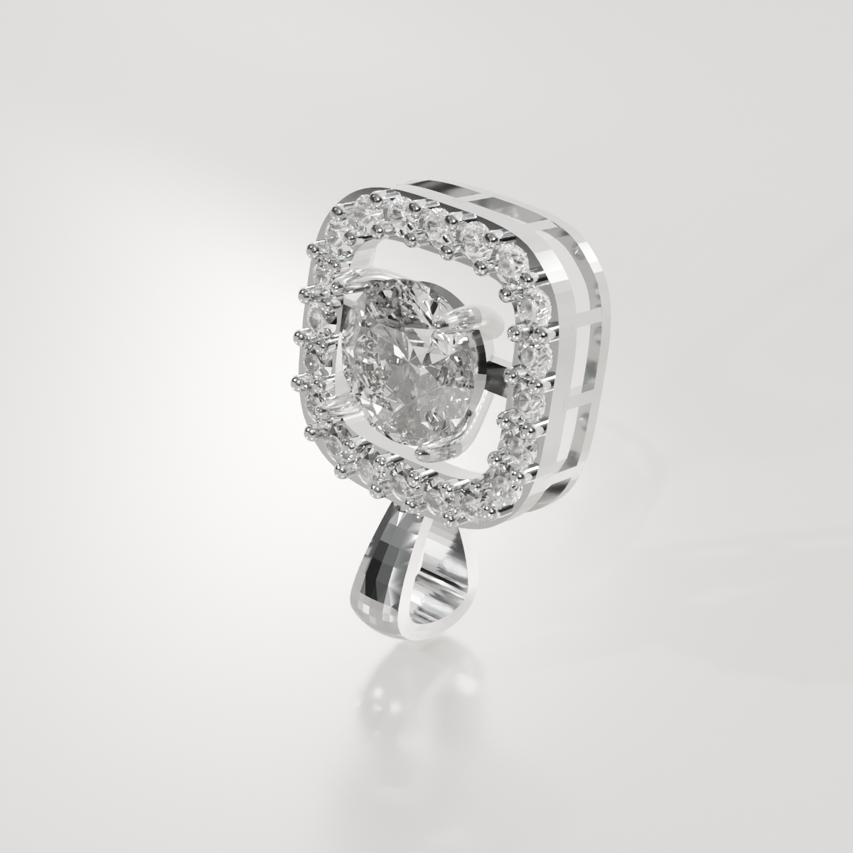 Cushion Halo Diamond Pendant - 2.34 ct - 14K Gold, white right