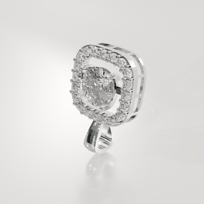 Cushion Halo Diamond Pendant - 2.34 ct - 14K Gold, white right
