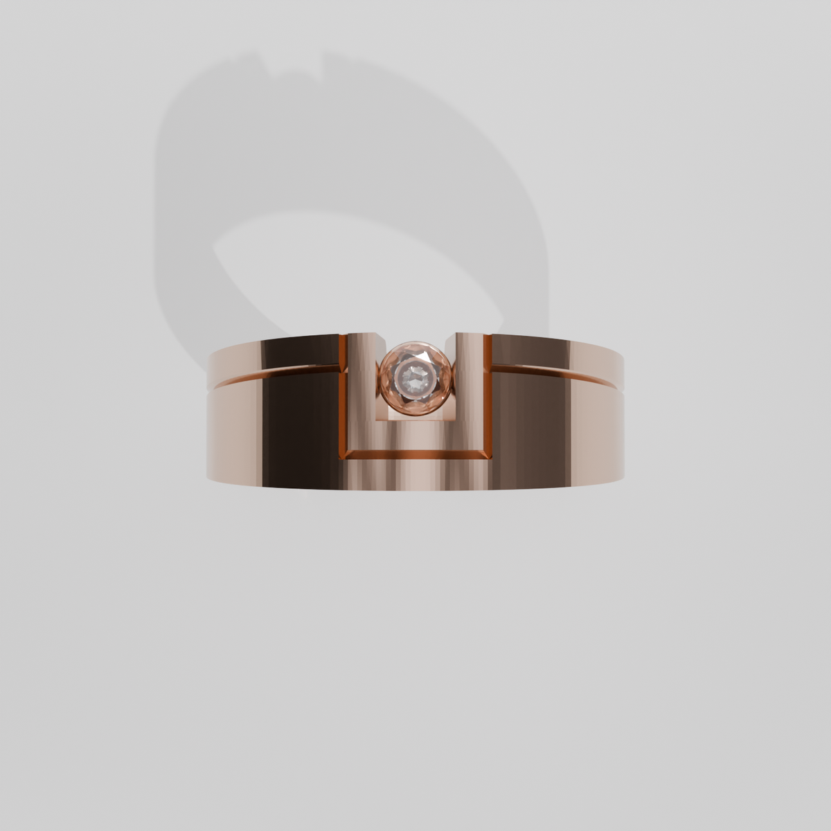 Men's Round Diamond Flat Band Ring - Tension-Style Setting - 0.24 ct - 14K Gold - Rose - Flat