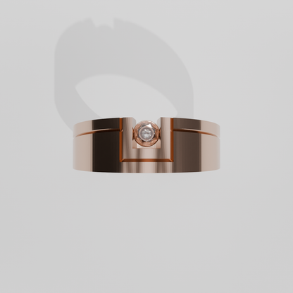Men's Round Diamond Flat Band Ring - Tension-Style Setting - 0.24 ct - 14K Gold - Rose - Flat