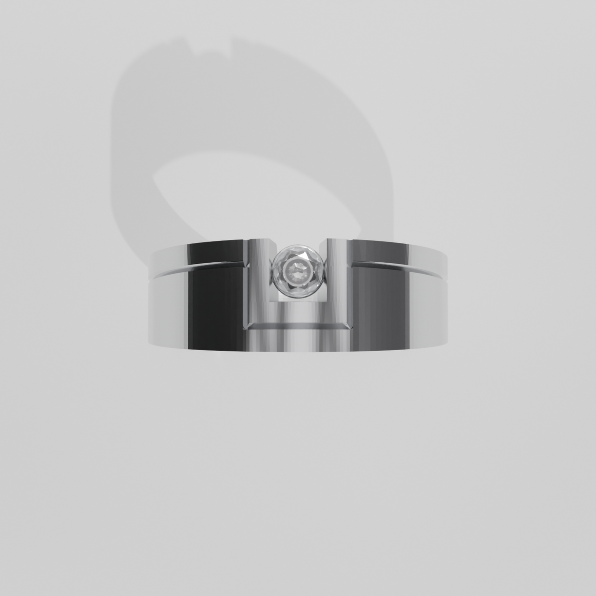 Men's Round Diamond Flat Band Ring - Tension-Style Setting - 0.24 ct - 14K Gold - White - Flat