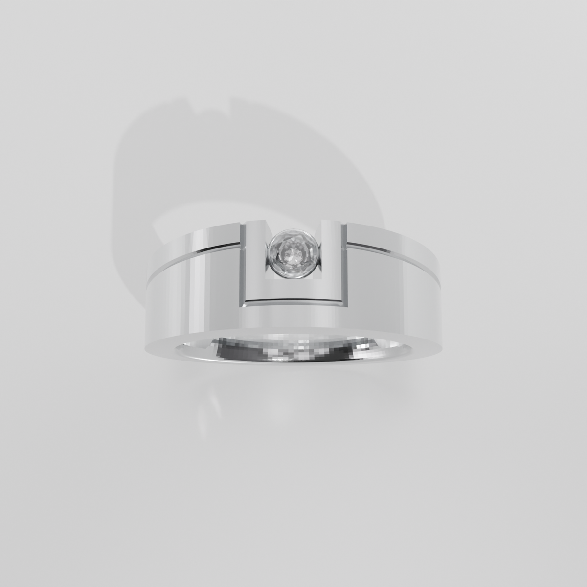 Men's Round Diamond Flat Band Ring - Tension-Style Setting - 0.24 ct - 14K Gold - White - Hero